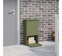 Mangloder Boîte aux lettres avec stockage Vert olive Acier 44 x 22 x 82 cm Résistant aux intempéries Verrouillable pour jardin, entrée et terrasse Boîte aux lettres moderne avec serrure confortable