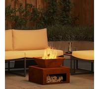 Mangloder Brasero en acier inoxydable résistant aux intempéries 50 x 50 x 40 cm, barbecue d'extérieur pour jardin et terrasse, robuste, résistant à la chaleur jusqu'à 600 °C, montage facile, 1 pièce