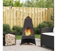 Mangloder Brasero noir en acier 50 x 50 x 95 cm sur pied pour jardin, terrasse, extérieur, utilisable avec bois de chauffage, flamme décorative pour réunions en plein air