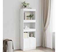 Mangloder Buffet Haut Blanc en Bois d'ingénierie 63x33x180 cm avec Espace de Rangement Multifonctionnel pour Salon Bureau Chambre Maison