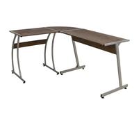 Mangloder Bureau d'angle Marron en Bois d'ingénierie avec Grand Espace de Rangement pour Ordinateur Portable, étude, Chambre, télétravail, Gaming ou Espace Compact à Domicile