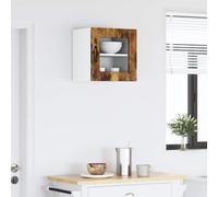 Mangloder Cabinet en Verre Mural Porto chêne fumé Bois d'ingénierie 40 x 31 x 40 cm Armoire Cuisine Rangement Pratique pour Vaisselle épices et Bouteilles