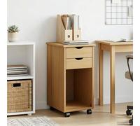 Mangloder Cabinet Roulant en pin Massif Brun Miel 34 x 39 x 65,5 cm, Meuble de Rangement avec tiroirs pour Bureau Chambre Salon Cuisine, Armoire Fonctionnelle avec roulettes pour Organiser Espace
