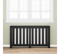 Mangloder Cache-radiateur en bois aspect chêne noir, 149 x 20 x 82 cm, avec étagère supérieure, lattes verticales, surface hydrofuge pour salon et intérieur