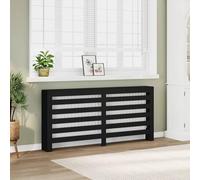 Mangloder Cache-radiateur noir 175 x 20 x 82 cm en bois avec design à lattes, accessoire de radiateur pour salon, surface de rangement pour décoration, support mural sûr et nettoyage facile