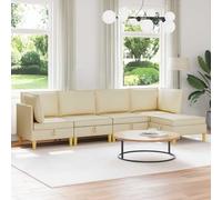 Mangloder Canapé modulaire avec Rangement 5 pcs crème Tissu Design Moderne modulable pour Salon aménagement Confortable Durable avec Coussins Amovibles et Grand Espace de Rangement
