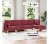Mangloder Canapé modulaire avec Rangement 5 pcs en Tissu Bordeaux, Ensemble mobilier modulable pour Salon, Design Moderne avec Coussins Amovibles et Grand Espace de Stockage