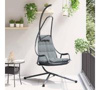 Mangloder Chaise à oeufs suspendue, anthracite, en acier, 94 x 107 x 196,5 cm, pliable et réglable, avec coussin et coussin, pour balcon, terrasse, jardin, balançoire suspendue pour l'intérieur et