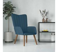 Mangloder Chaise de Relaxation en Velours Bleu avec Assise rembourrée, Dossier capitonné, accoudoirs Confortables, Cadre Acier et Pieds Bois Massif, idéale pour Salon, Bureau ou Chambre