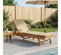 Mangloder Chaise Longue en Teck Solide avec Coussin, transat inclinable Pliant pour Jardin terrasse Balcon Piscine, Repose-Pied Ajustable, roulettes Mobiles, Design Moderne et résistant aux UV