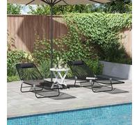 Mangloder Chaise Longue Pliante 2 pièces Noir en Textilène avec Dossier réglable, idéale pour Jardin terrasse Balcon Piscine extérieur, capacité 2 Personnes, Design Moderne et léger