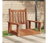 Mangloder Chaise suspendue de jardin marron en bois de sapin massif avec chaînes en métal, résistante aux intempéries, pour terrasse, véranda et balcon, 73,5 x 65 x 63 cm, jusqu'à 110 kg
