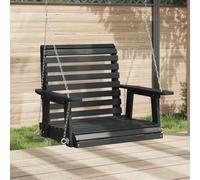 Mangloder Chaise suspendue de jardin noire en bois de sapin massif avec chaînes en métal galvanisé, 72 x 63 x 56 cm, pour terrasse, véranda, balcon et parc, sensation d'assise résistante aux