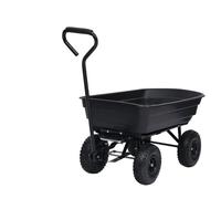 Mangloder Chariot basculant de jardin 300 kg 75 L noir avec cadre en acier robuste, roues en caoutchouc PU durable, fonction inclinaison, poignée pratique, idéal pour le jardinage, les déménagements