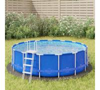 Mangloder Chiffon de sol pour piscine Gris clair Ø 306 cm Polyester géotextile 3 pièces 400 g/m² Tapis de protection du sol non tissé Jardin extérieur Propreté et protection durable