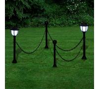 Mangloder Clôture à chaîne avec Deux Lampes solaires LED et Deux piquets pour Jardin terrasse façade allée sécurité extérieur éclairage Solaire Autonome