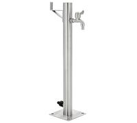Mangloder Colonne à Eau de Jardin Ronde en Acier Inoxydable 65 cm avec Robinet, Support pour Tuyau, raccord Gardena, idéale pour arrosage, Irrigation, pelouse, Fleurs, Potager, terrasse et Balcon