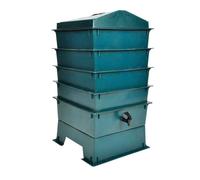 Mangloder Composteur à vers avec 4 compartiments en plastique HDPE 42 x 42 x 60 cm pour déchets de cuisine, compost organique, engrais liquide et entretien du jardin dans un parterre surélevé