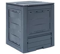 Mangloder Composteur de jardin gris 260 l en plastique 60 x 60 x 83 cm, résistant aux UV et aux intempéries, avec couvercle divisé et ventilation pour recyclage, jardin, balcon, terrasse, parterres et