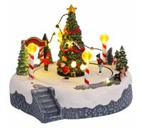 Mangloder Décoration de Village de Noël Miniature avec lumières Multicolores pour Maison, Jardin, scène Hiver, Chalet, église, Sapin, cheminée, fête intérieure