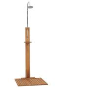 Mangloder Douche de jardin en teck massif 75 x 75 x 210 cm avec tube en acier inoxydable, fond en bois antidérapant, étagère et pommeau de douche pour jardin, extérieur et été