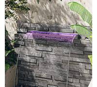 Mangloder Élément cascade avec LED RVB en acier inoxydable 304, 90 cm de large, pour bassin et piscine, trop-plein avec télécommande et éclairage 8,4 W pour jardin et extérieur