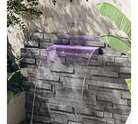 Mangloder Élément cascade avec LED RVB en acrylique 60 cm pour bassin, fontaine de jardin, fontaine et jeu d'eau intérieur extérieur avec télécommande pour éclairage et détente