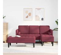 Mangloder Ensemble canapé modulable Bordeaux en Polyester avec Coussins, Pouf et accoudoirs Plats pour Salon séjour Chambre, Design Angle Droit réversible et Robuste Cadre Bois