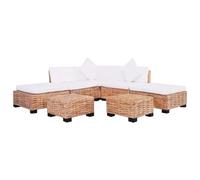 Mangloder Ensemble canapé rotin Naturel 18 pcs avec Coussins Blanc, poufs, Tables Basses, Segments modulables Angle Droit, fauteuils Banquette pour Salon séjour Bureau