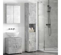 Mangloder Ensemble d'armoire de Salle de Bain Tulum Gris béton en Bois d'ingénierie avec Rangement spacieux, Meuble lavabo Suspendu Mural, idéal pour Salle de Bain Moderne, Grande capacité