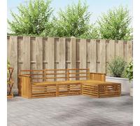 Mangloder Ensemble de canapés d'extérieur en Bois d'acacia Massif Naturel 249,5 x 162,5 x 73 cm avec Pouf modulable pour Jardin terrasse Salon aménagement Confortable Design Moderne