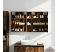 Mangloder Ensemble de Meubles de Salle de Bain 3 pièces avec Miroir à Deux Faces Éclairage LED Bois d'Ingénierie Compact Rangement Murale pour Organisation Quotidienne