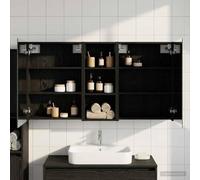 Mangloder Ensemble de Meubles de Salle de Bain 3 pièces avec Miroir Double Face éclairage LED Bois d'ingénierie Rangement Mural Compact pour Toilette et lavabo