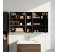 Mangloder Ensemble de meubles de salle de bain 3 pièces avec miroir double face éclairage LED bois d'ingénierie rangement mural compact pour toilette, armoire, colonne, porte, étagère, niche, suspendu