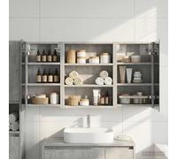 Mangloder Ensemble de Meubles de Salle de Bain 3 pièces en Bois d'ingénierie avec Miroir Double Face éclairage LED intégré pour Rangement Mural Compact et Organisation de la Salle de Bain Moderne