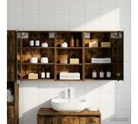Mangloder Ensemble de Meubles de Salle de Bain 3 pièces en Bois d'ingénierie avec Miroir Double Face éclairage LED USB Rangement Mural Compact pour Espace Moderne