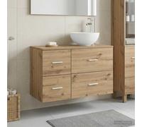 Mangloder Ensemble de mobilier de Salle de Bain 2 pièces en Bois d'ingénierie Chêne Artisanal avec Armoire, Colonne et étagère pour Rangement Efficace et aménagement personnalisé