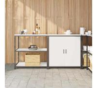 Mangloder Ensemble de Rangement Cuisine HATTEM 2 pcs Blanc Acier laminé 90x50x92 cm Meuble Armoire Buffet vaisselier Placard pour Cuisine Salle à Manger Rangement Pratique