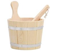 Mangloder Ensemble de seau de sauna et louche de sauna en pin massif, seau de 5 l avec doublure en polypropylène, louche de 36 cm, accessoires de sauna pour infusion, bain vapeur, bien-être, détente