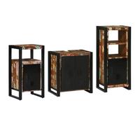 Mangloder Ensemble Meuble Salle Bain 3 pcs Bois recyclé Solide mobilier avec tiroir Porte Mural Colonne Rangement Gain Place pour sdb Toilette Douche buanderie lavabo Vasque