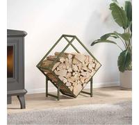 Mangloder Étagère à bûches en acier laminé à froid Vert olive 60 x 25 x 60 cm Charge maximale 100 kg Stockage de bois de cheminée Panier à bois pour rangement sec intérieur et extérieur