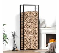 Mangloder Étagère à bûches en acier noir mat - 80 x 28 x 222 cm - Étagère à bûches pour bois de chauffage - Support empilable - Rangement pour poêle à bois de cheminée intérieur et extérieur