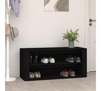 Mangloder Étagère à Chaussures en Bois d'ingénierie Noir 100x35x45 cm Rangement Organiseur pour entrée, Chambre, Dressing avec Compartiments modulables et Support Stable