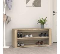 Mangloder Étagère à Chaussures en chêne Sonoma 100x35x45cm en Bois d'ingénierie avec Compartiments modulables pour Rangement organisé dans entrée, Dressing ou Chambre