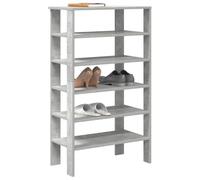 Mangloder Étagère à Chaussures Gris béton 61x32x105 cm en Bois d'ingénierie avec Compartiments modulables pour Rangement Efficace dans entrée, Couloir ou Dressing, Support Robuste pour Bottes