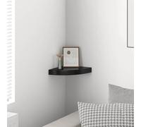 Mangloder Étagère d'angle flottante en MDF noir brillant avec métal 25 x 25 x 3,8 cm Étagère murale suspendue pour salon, chambre à coucher, cuisine, peu encombrante, moderne, étagère décorative et