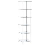 Mangloder Étagère en Verre trempé 6 Niveaux 40x40x160 cm Meuble de Rangement modulable pour Salon Bureau Chambre vitrine avec Fixation Murale