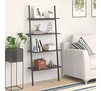Mangloder Étagère inclinée à 4 Niveaux en Acier Noir 64x34x150,5 cm pour Rangement Pratique dans Salon Bureau Chambre avec de 40 kg