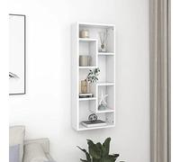 Mangloder Étagère murale blanche en bois 36 x 16 x 90 cm Planche flottante avec étagère ouverte, peu encombrant pour salon, chambre à coucher, cuisine, bureau et salle de bain