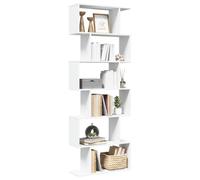 Mangloder Étagère séparatrice de pièce Blanche 6 Niveaux en Bois d'ingénierie Dimensions 70x24x193 cm Meuble de Rangement modulable pour Salon Bureau Chambre ou entrée